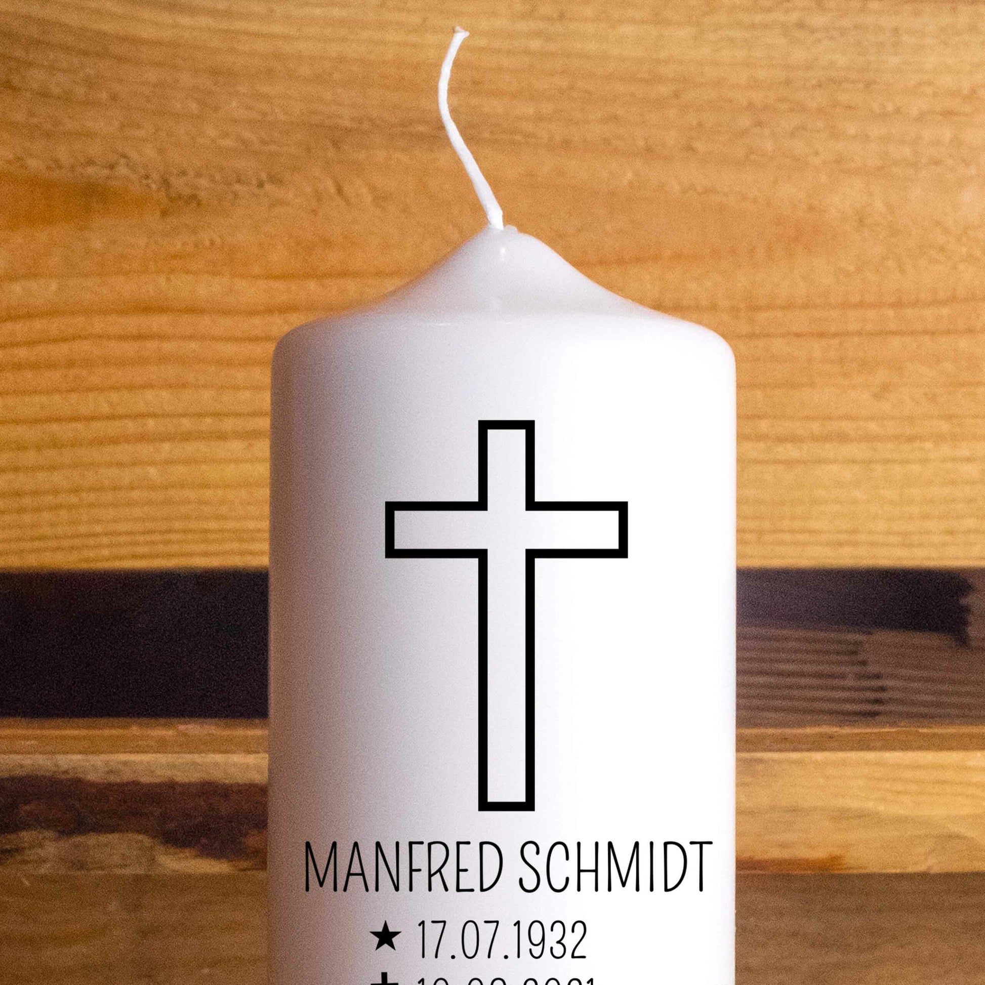 Trauerkerze Klassisch | 15 - 30 cm Höhe | Personalisierte Kerze | Gedenkkerze