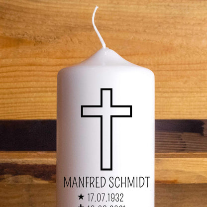 Trauerkerze Klassisch | 15 - 30 cm Höhe | Personalisierte Kerze | Gedenkkerze