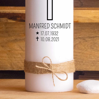Trauerkerze Klassisch | 15 - 30 cm Höhe | Personalisierte Kerze | Gedenkkerze