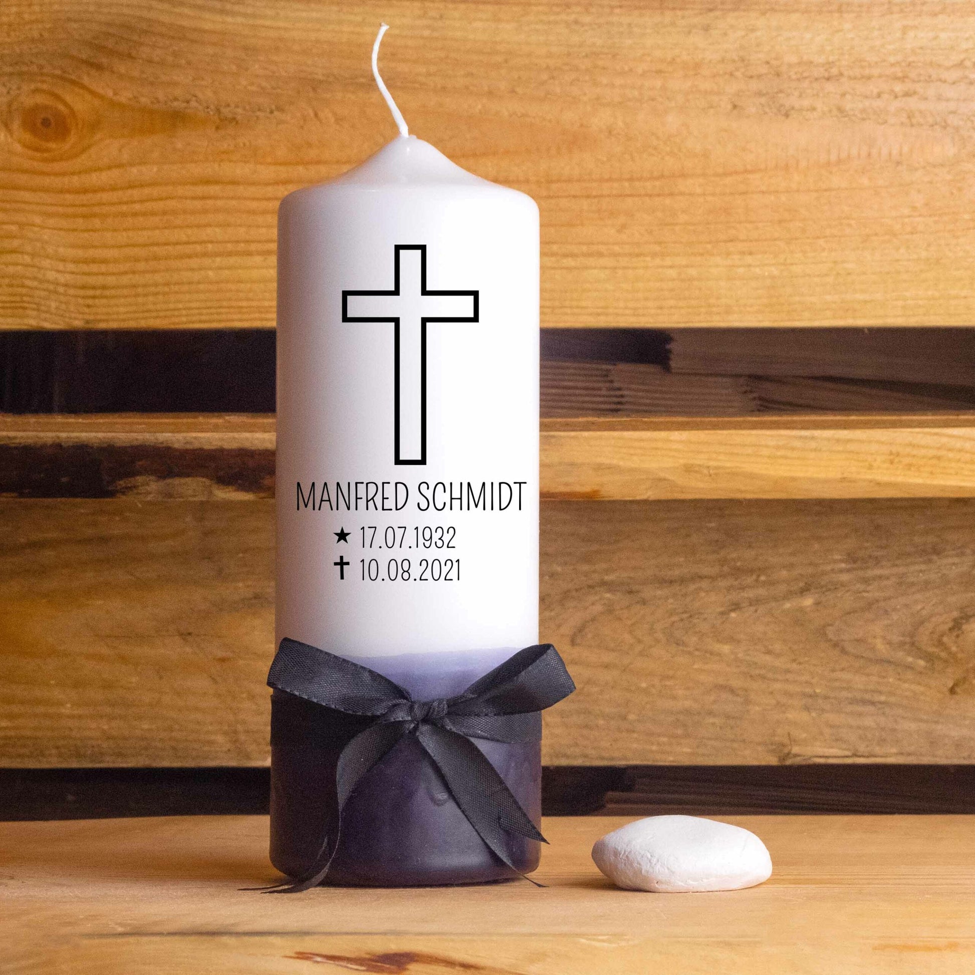 Trauerkerze Klassisch | 15 - 30 cm Höhe | Personalisierte Kerze | Gedenkkerze