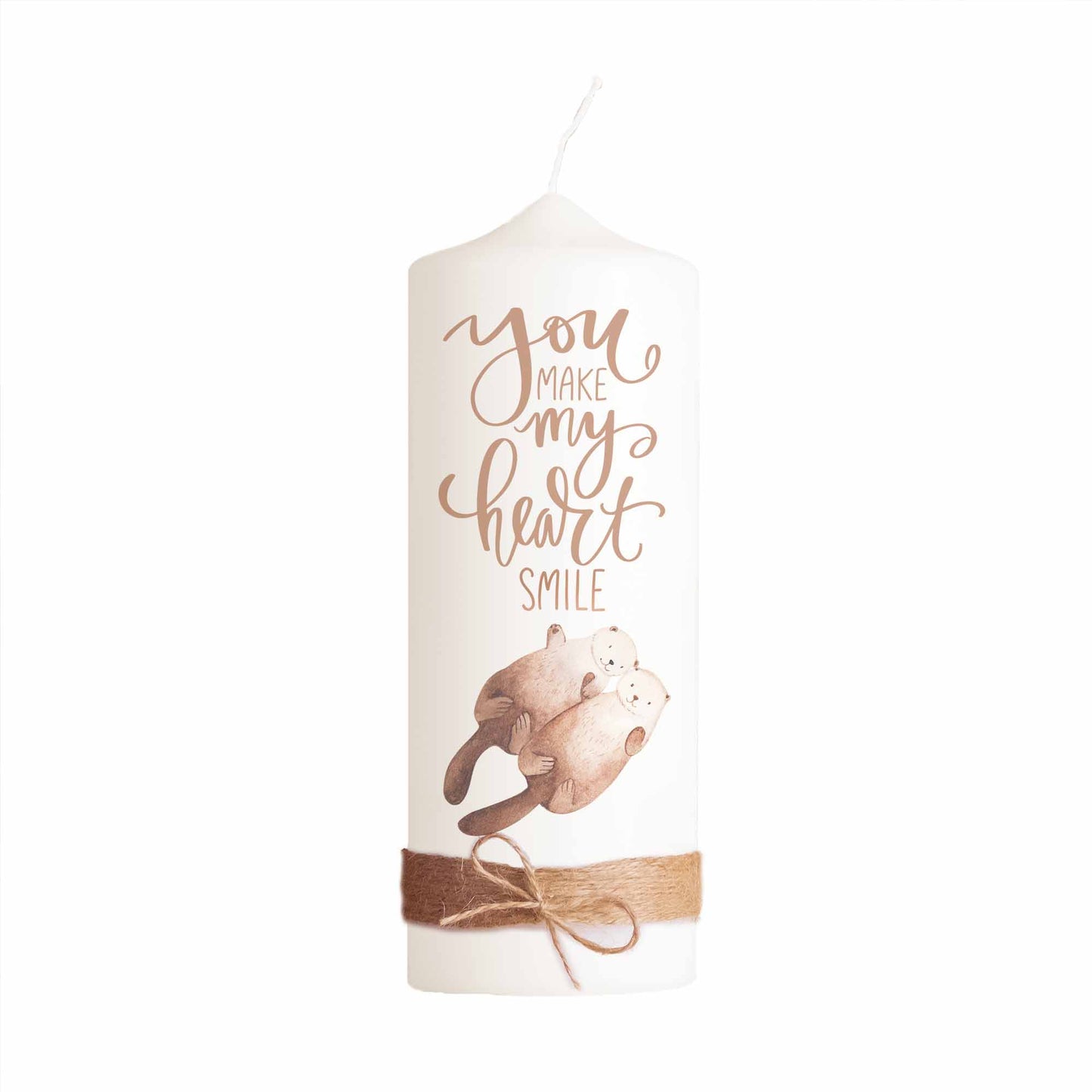 Romantische Valentinstagskerze mit Otter-Motiv | Liebevolles Geschenk für Partner & Jahrestag