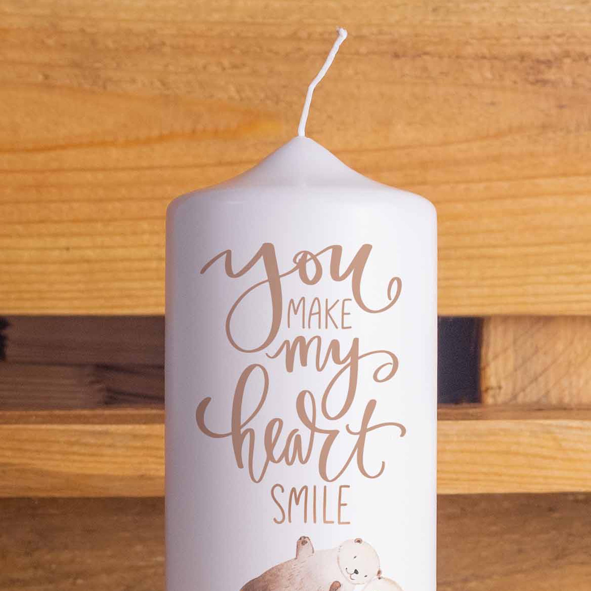 Romantische Valentinstagskerze mit Otter-Motiv | Liebevolles Geschenk für Partner & Jahrestag