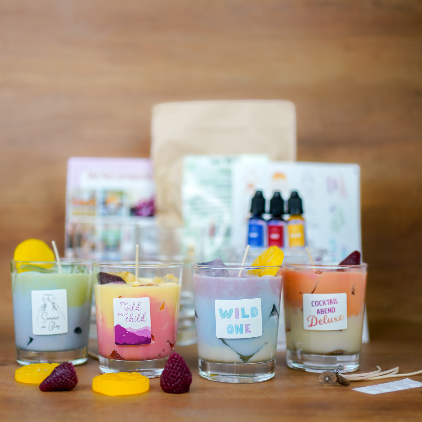 Cocktailkerzen bunt DIY