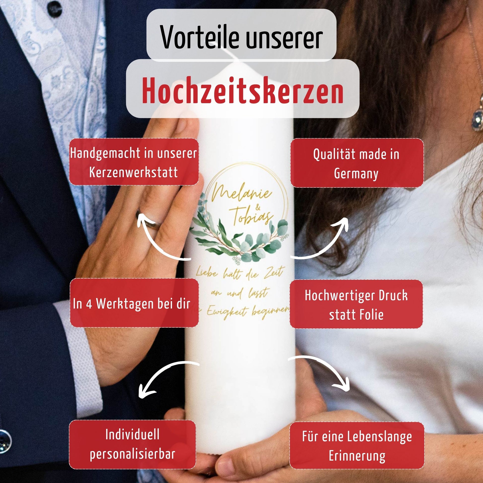 Hochzeitskerze | Eukalyptus Vintage | Personalisiert