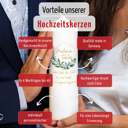 Hochzeitskerze | Eukalyptus Vintage | Personalisiert