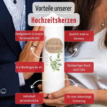 Hochzeitskerze | Zweige | Personalisiert