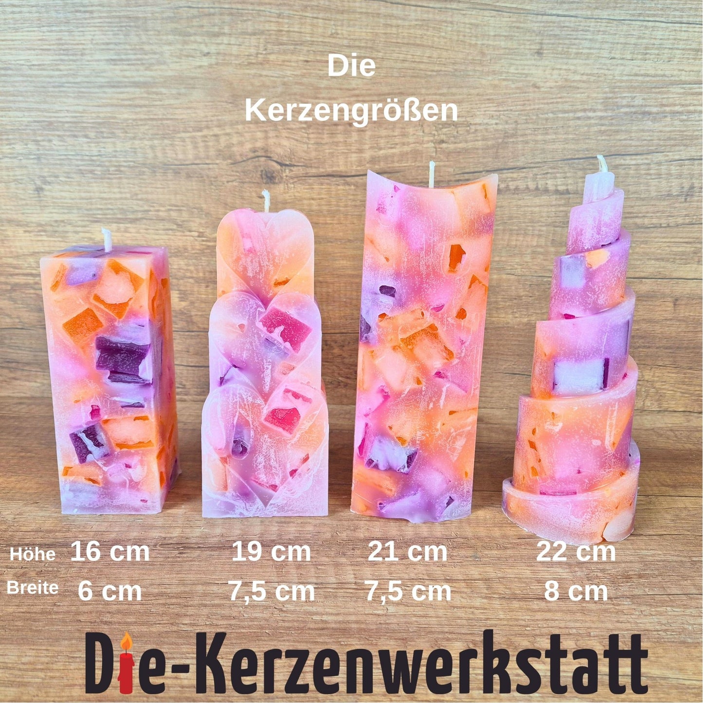 Wachswürfelkerze l Pink Power l Verschiedene Formen l Stumpenkerze Groß Bunt | Geschenk Geburtstag l Handarbeit l bunte Kerze l Dekoration