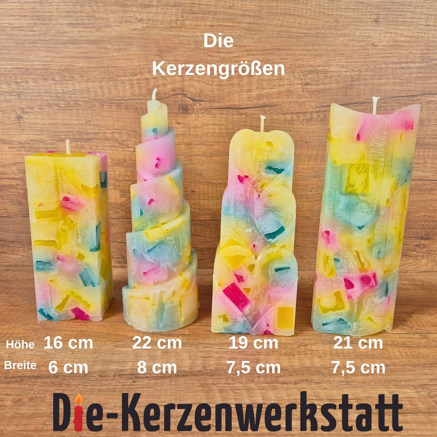 Wachswürfelkerze l Candy l Verschiedene Formen l Stumpenkerze Groß Bunt | Geschenk Geburtstag l Handarbeit l bunte Kerze l Dekoration