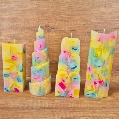 Bunte Wachswürfelkerze Candy