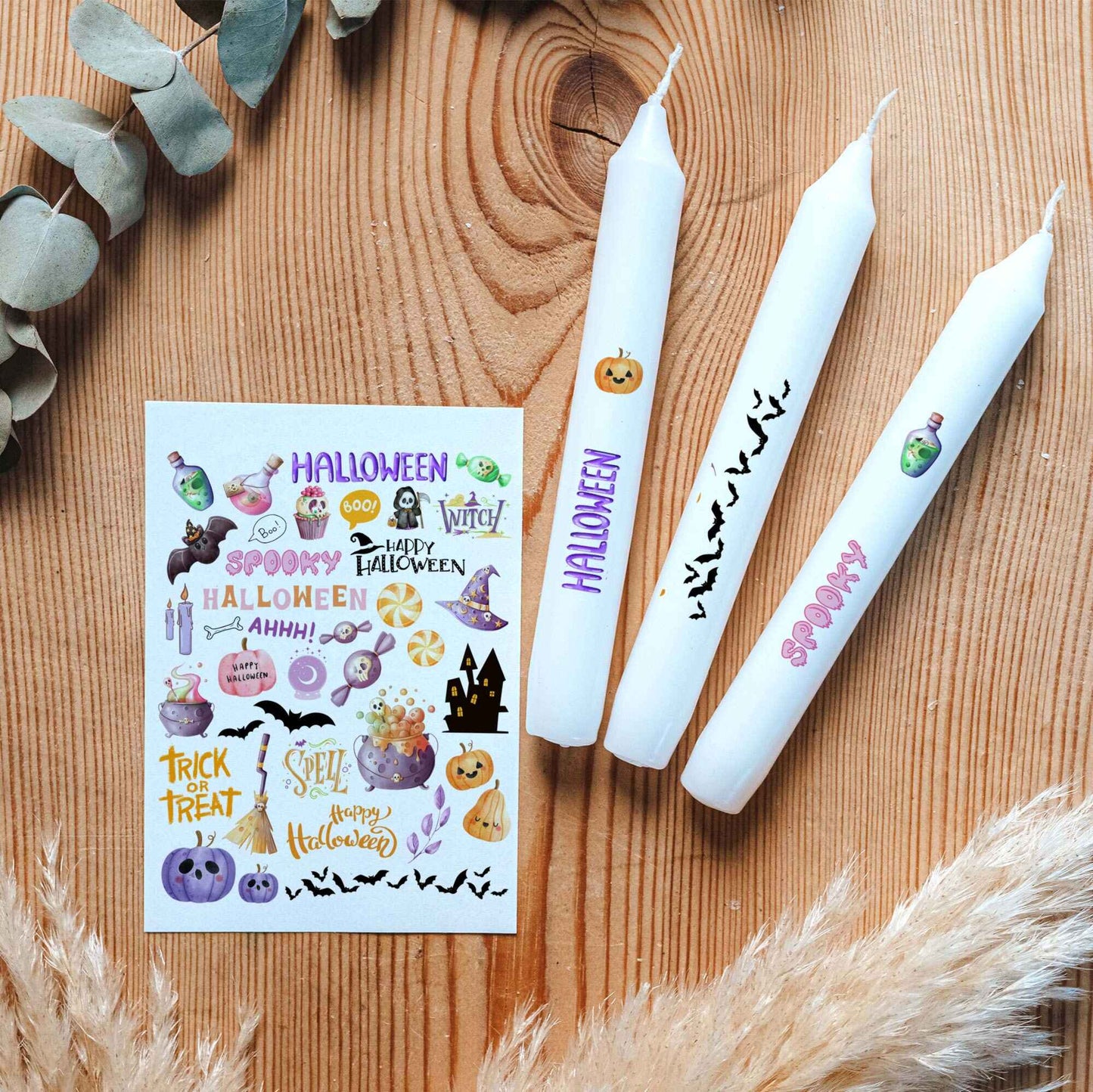 Kerzentattoo-Set-Set Halloween Bunt