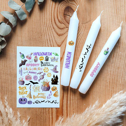 Kerzentattoo-Set-Set Halloween Bunt