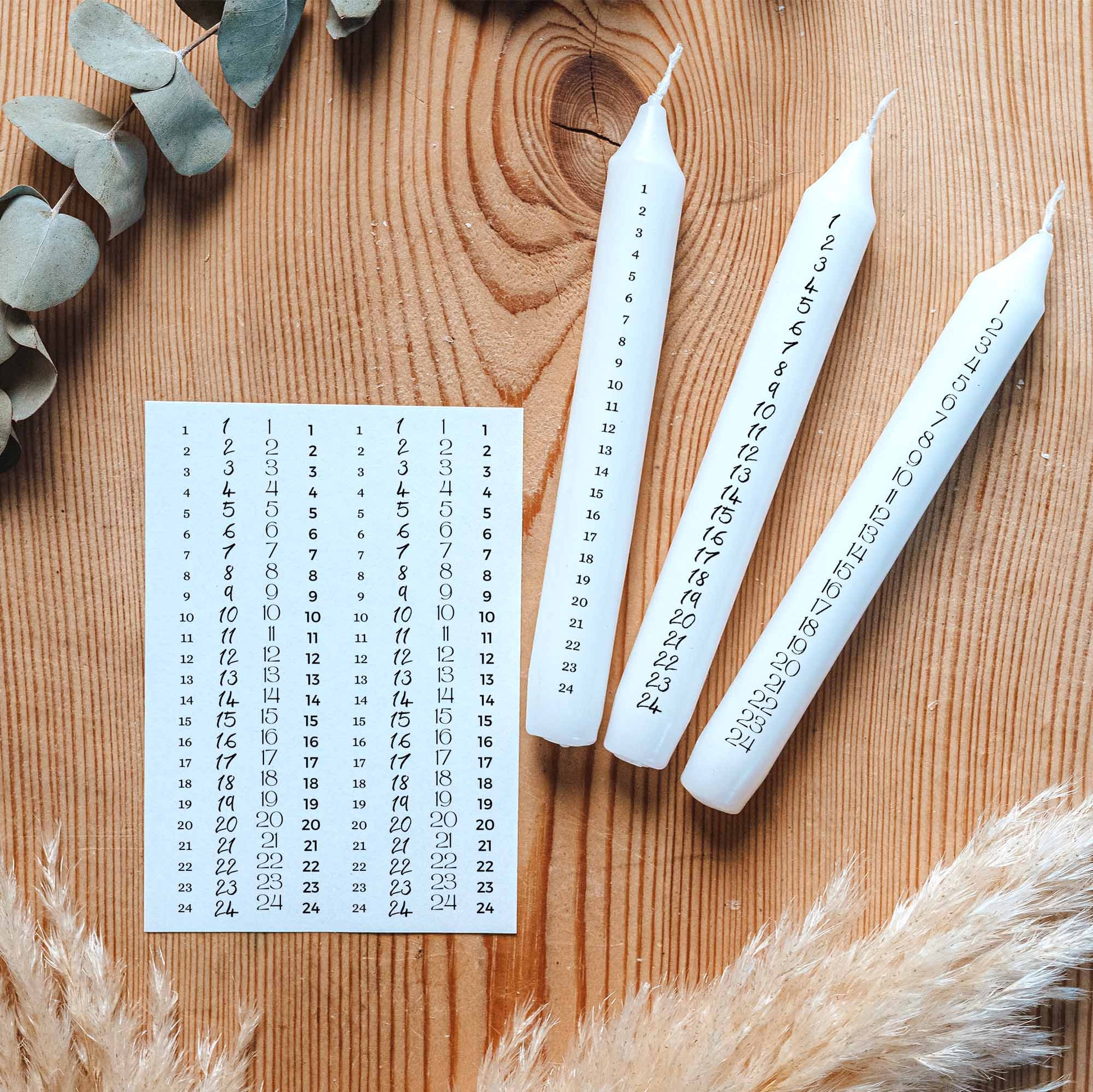 Kerzentattoos Advents-Kalender | Kerzenfolie | Bastelset für Kerzen | Weihnachtsgeschenk | Advent | Sprüche | Kerzensticker