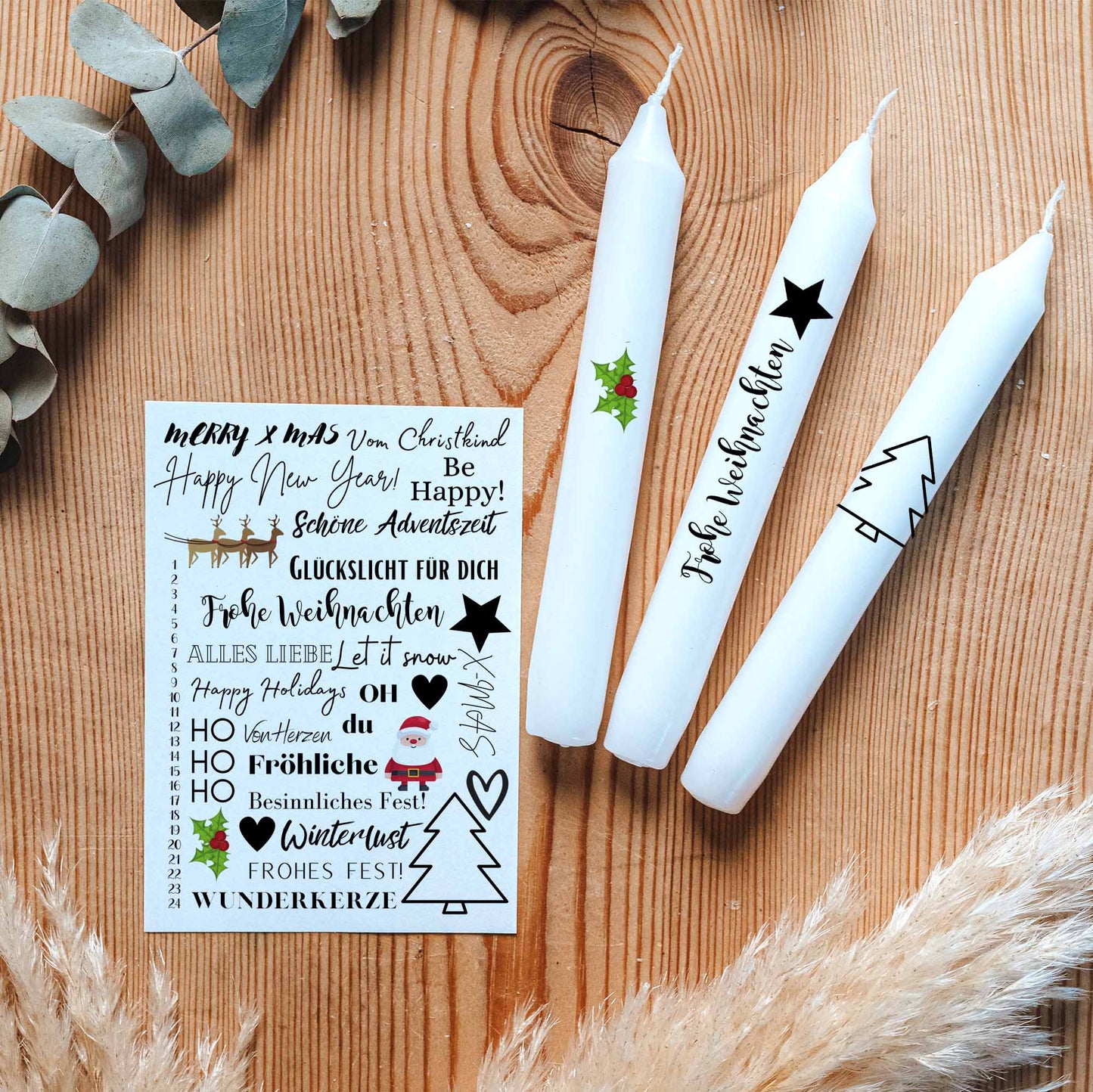 Kerzentattoo-Set Weihnacht-Kalender
