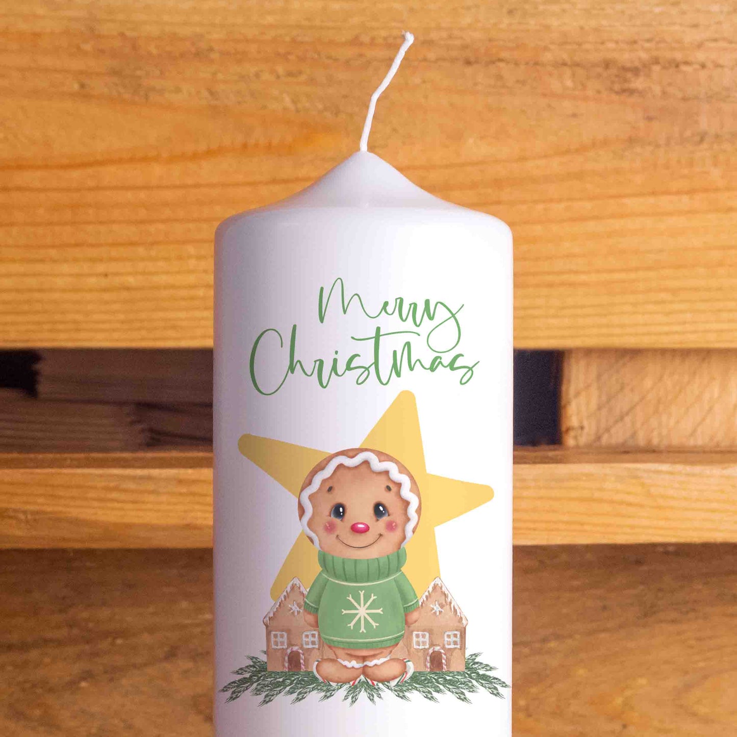Weihnachtskerze Lebkuchen | Adventskerzen | 20 cm hoch | 7 cm Durchmesser | Weihnachten Kerzen | Advent | Pfefferkuchen