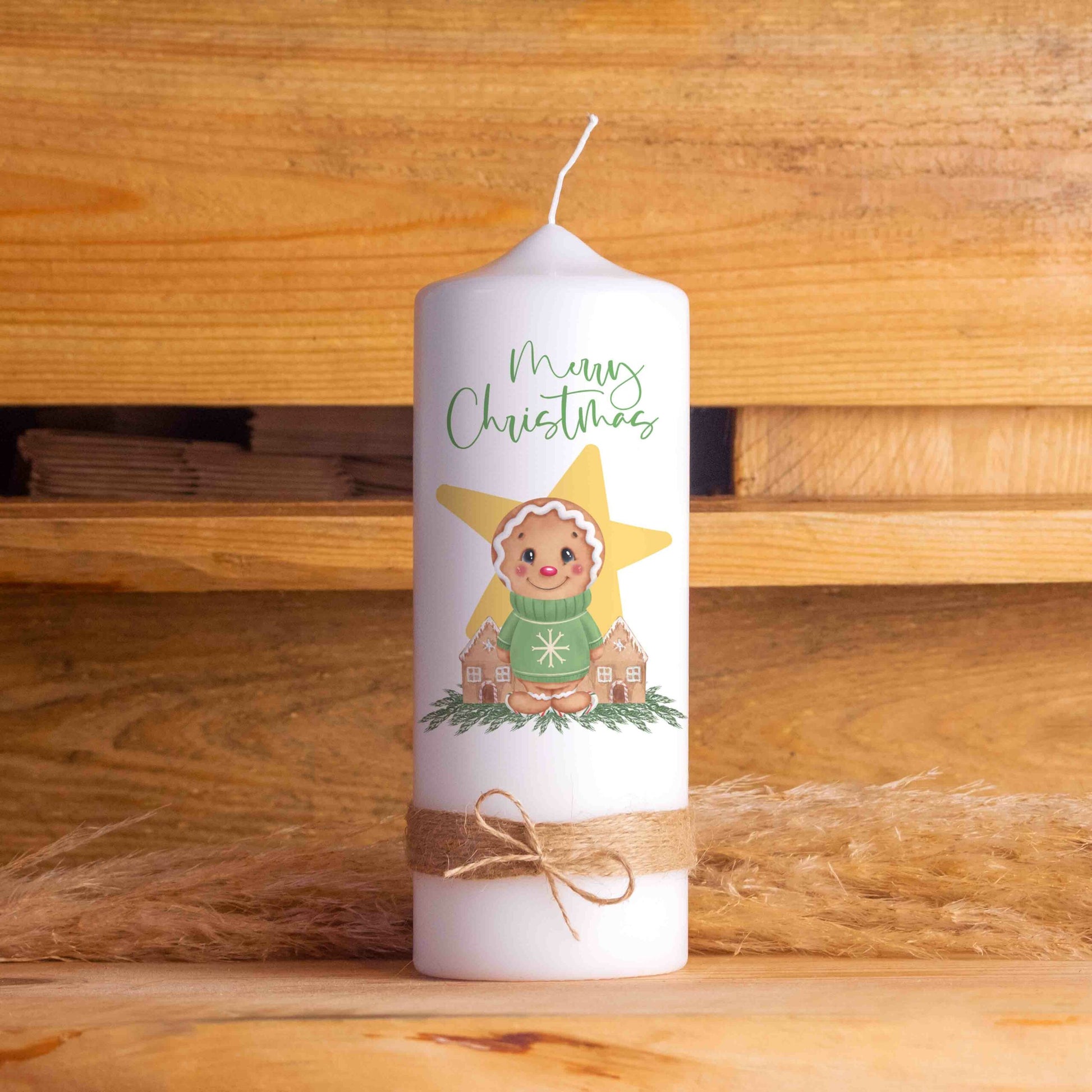 Weihnachtskerze Lebkuchen | Adventskerzen | 20 cm hoch | 7 cm Durchmesser | Weihnachten Kerzen | Advent | Pfefferkuchen