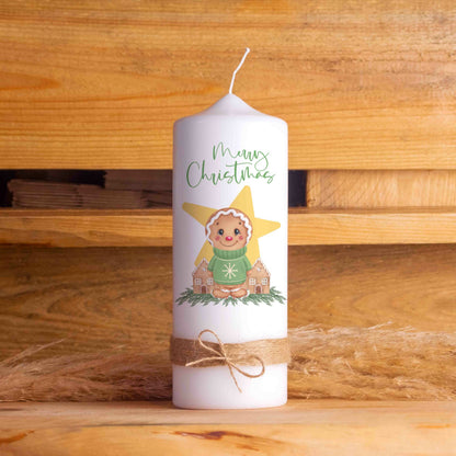 Weihnachtskerze Lebkuchen | Adventskerzen | 20 cm hoch | 7 cm Durchmesser | Weihnachten Kerzen | Advent | Pfefferkuchen