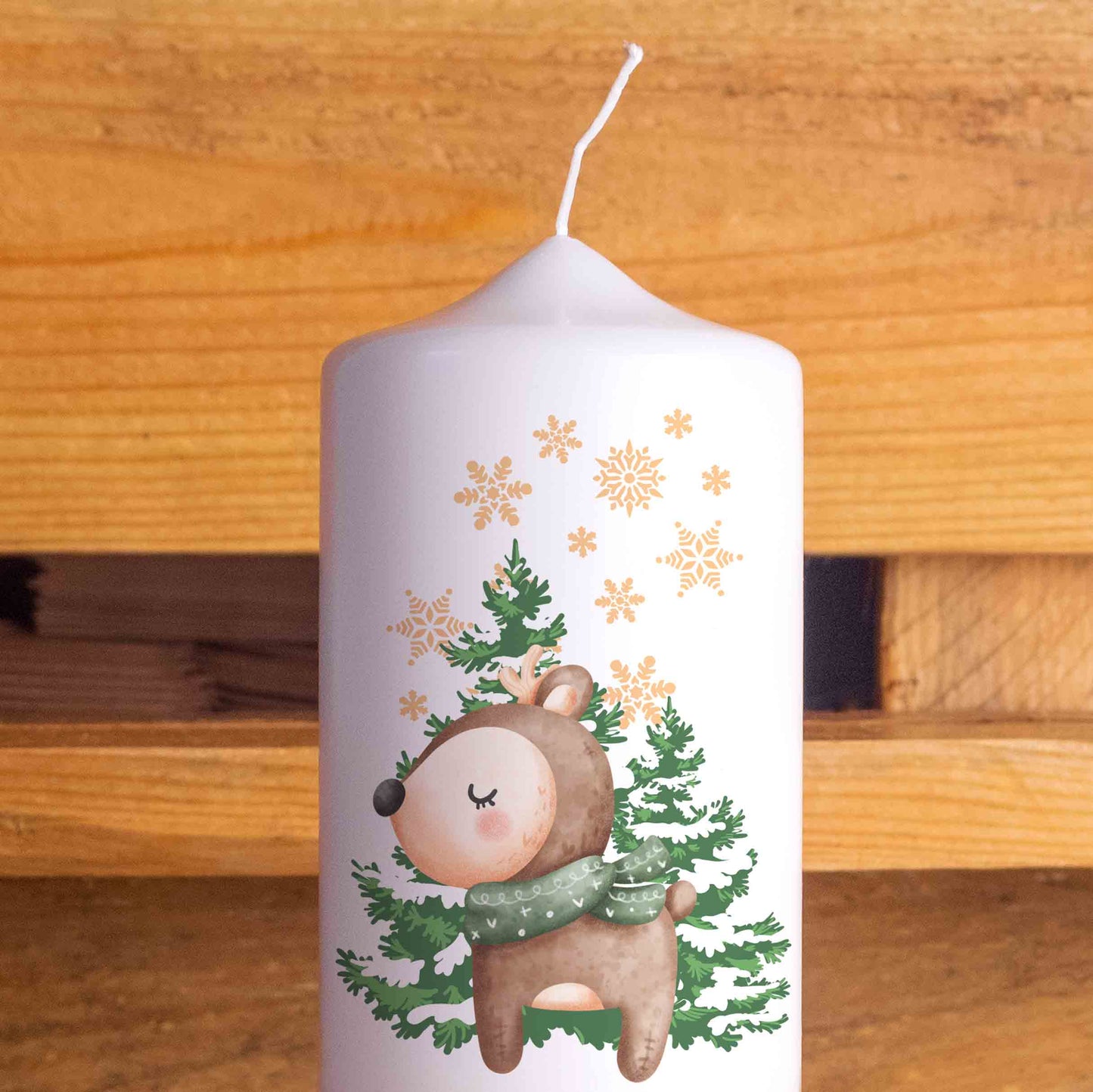 Weihnachtskerze Reh | Adventskerzen | 20 cm hoch | 7 cm Durchmesser | Weihnachten Kerzen | Advent | Rentier