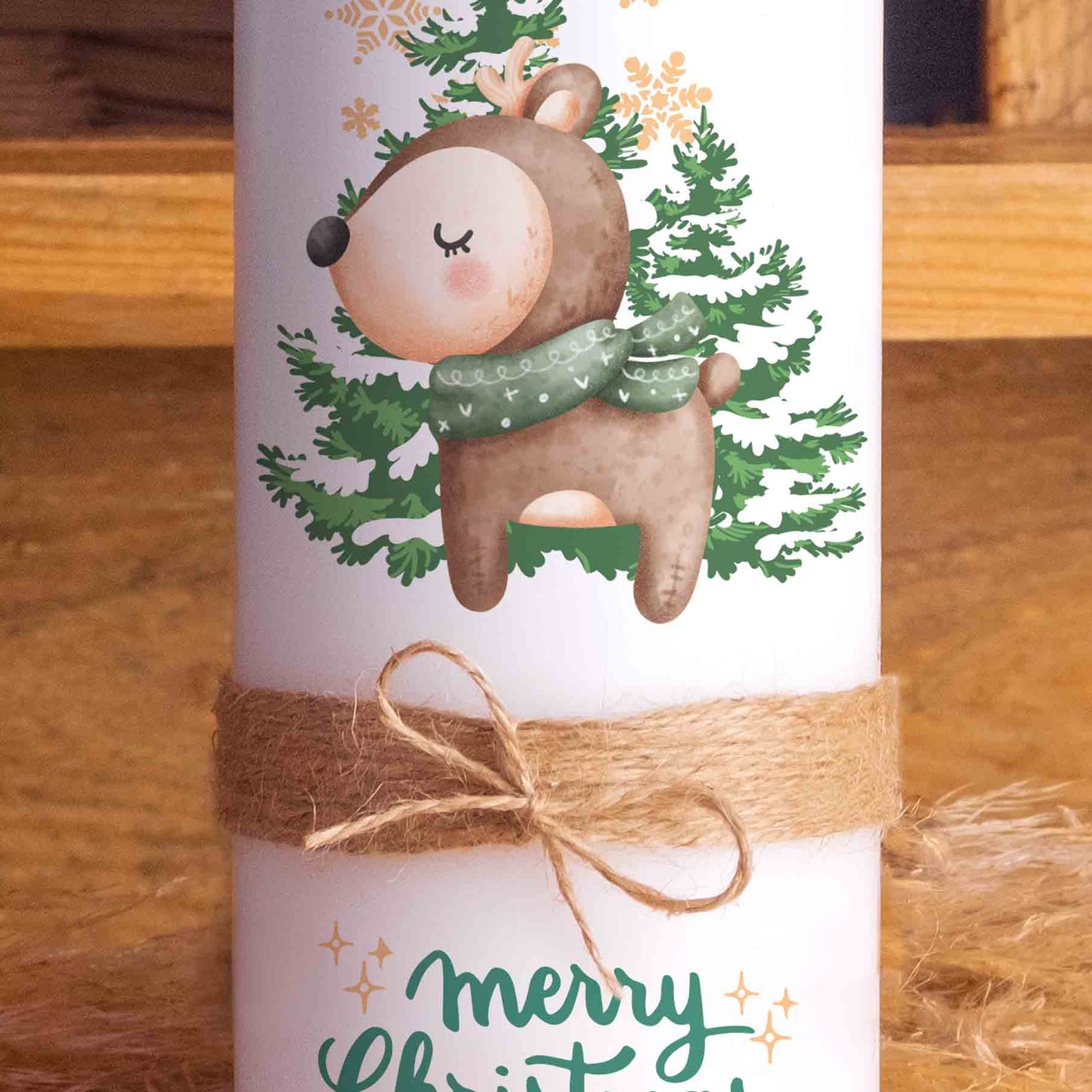 Weihnachtskerze Reh | Adventskerzen | 20 cm hoch | 7 cm Durchmesser | Weihnachten Kerzen | Advent | Rentier