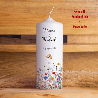 Personalisierte Hochzeitskerze Wildblumen