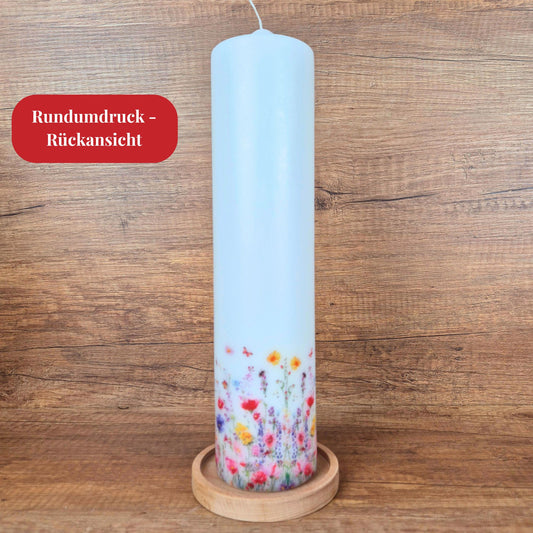 Hochzeitskerze | Wildblumen | Rundumdruck | 20-30 cm Höhe | Trauung | Personalisierte Kerze | Hochzeitsgeschenk personalisiert