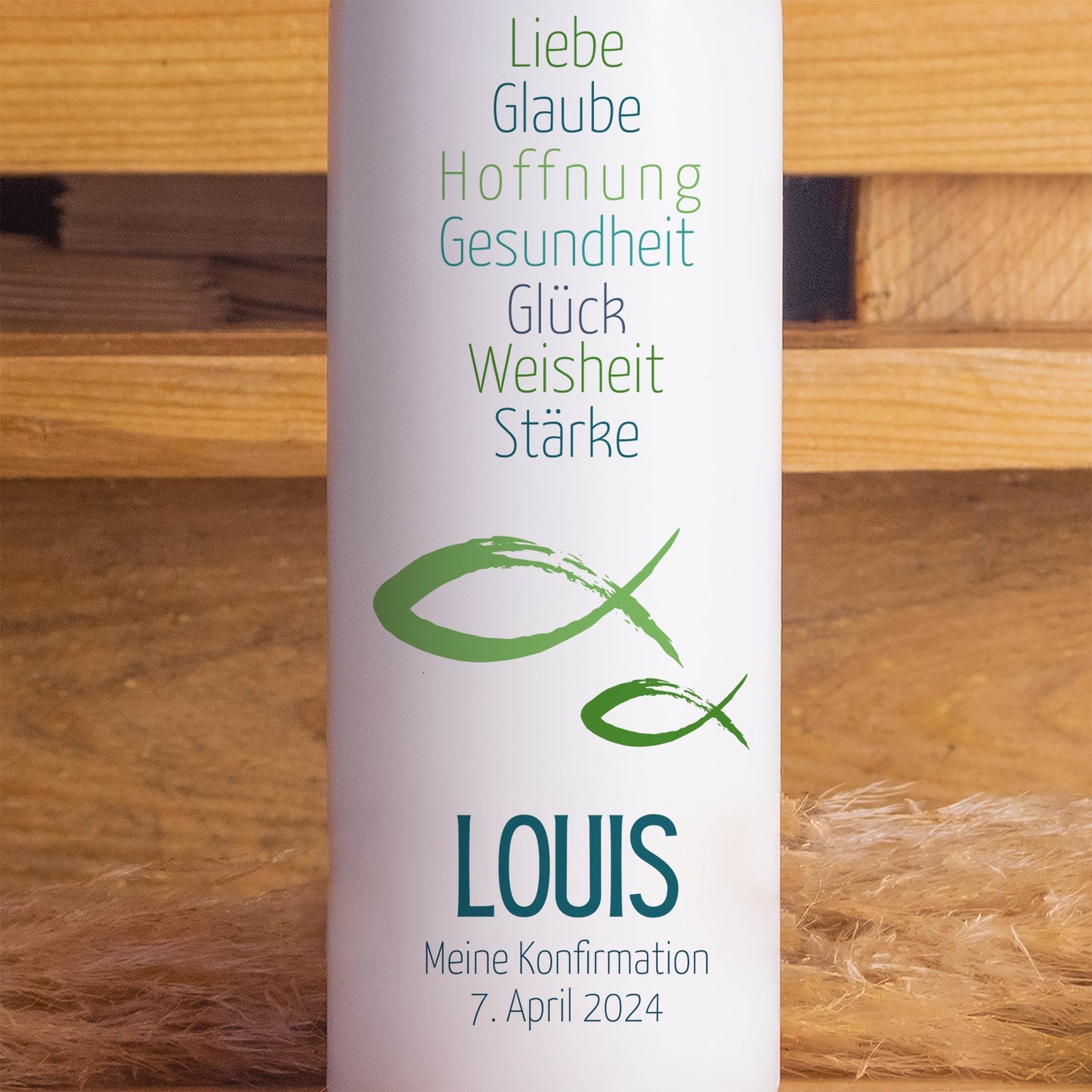 Konfirmationskerze Wünsche | Personalisierte Kerze zur Konfirmation mit Name & Datum | Made in Germany | 15–40 cm