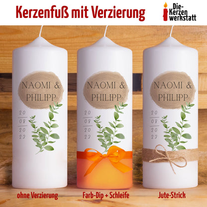 Hochzeitskerze | Zweige | Personalisiert