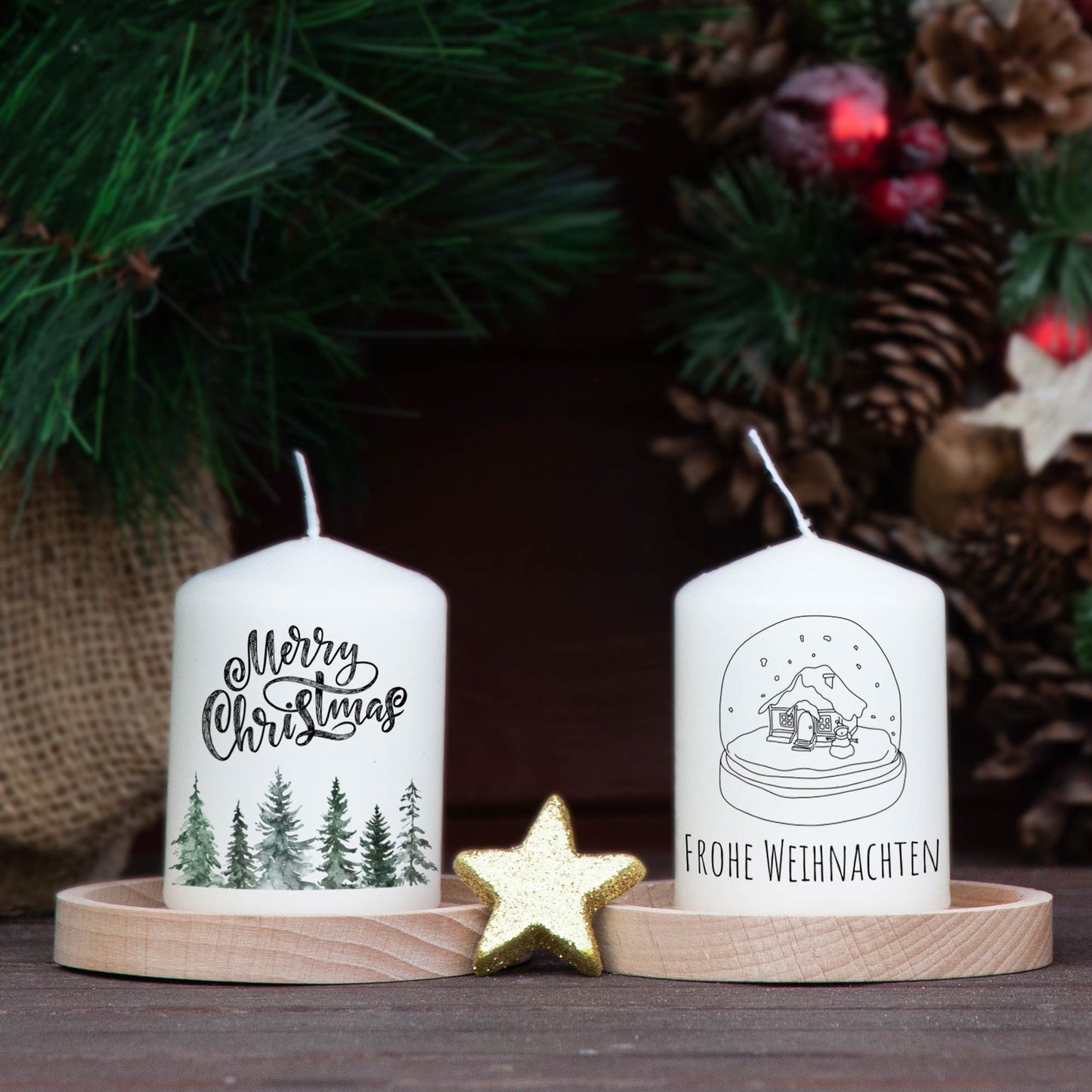 Adventskranzkerzen Skandi Weihnachten – Detail im modernen reduzierten Weihnachtsdesign