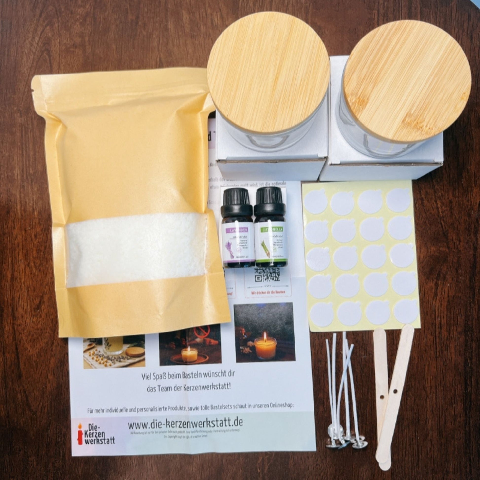 DIY Duftkerzen Set „Yin & Yang“ | Kerzen im Glas selber machen | Ausgleichende Düfte: Lavendel & Citronella | inkl. Gläser, Sojawachs & Anleitung