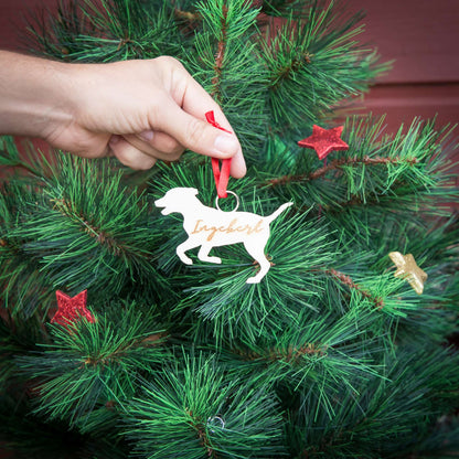 Weihnachtsbaumschmuck aus Holz personalisiert mit Namen "Hund" 10 cm | Weihnachtsdeko | Christbaum