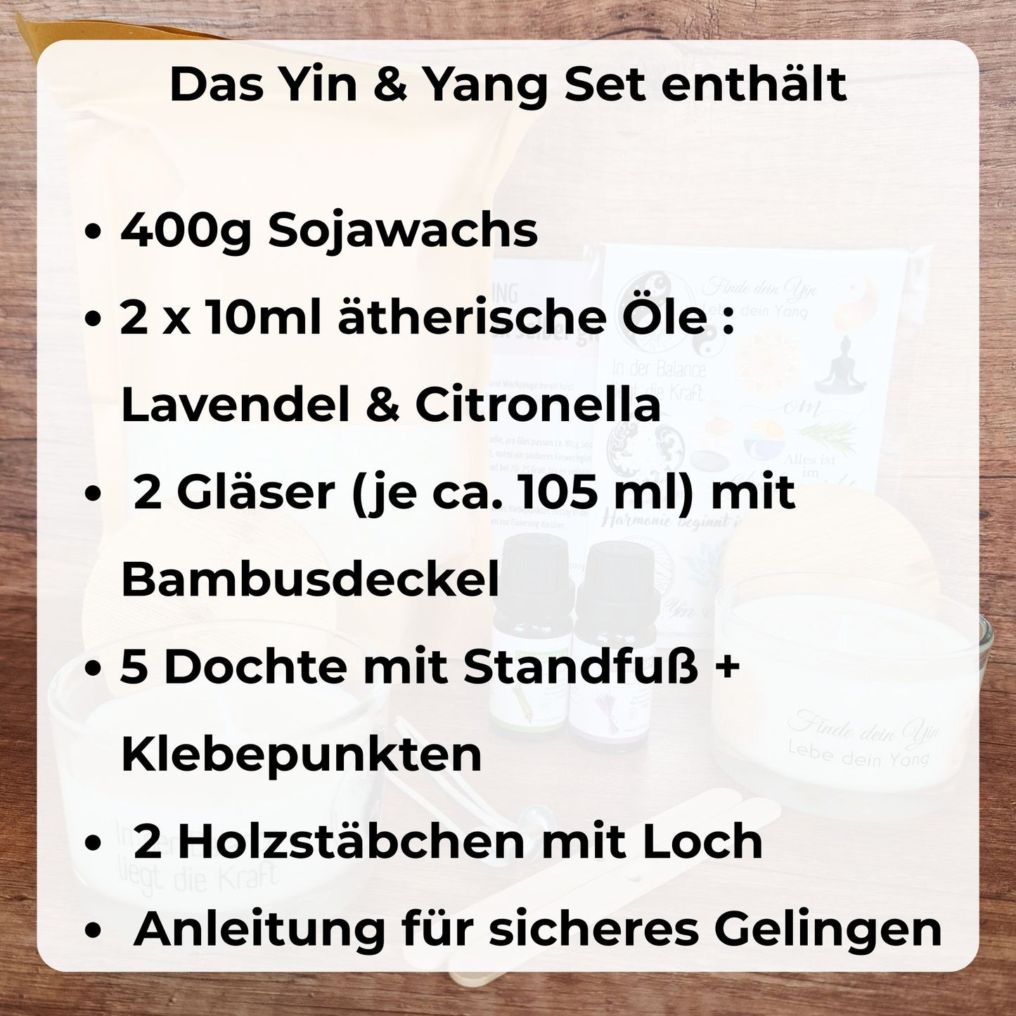 DIY Duftkerzen Set „Yin & Yang“ | Kerzen im Glas selber machen | Ausgleichende Düfte: Lavendel & Citronella | inkl. Gläser, Sojawachs & Anleitung