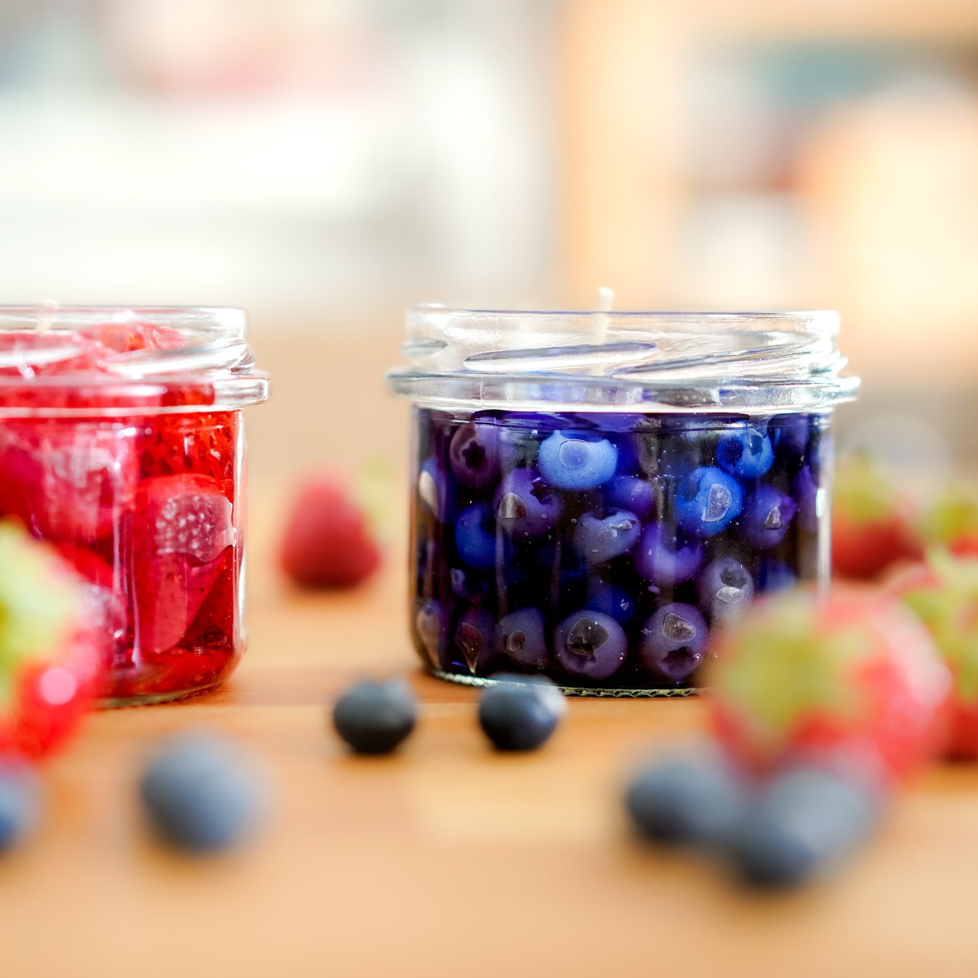 Jam Candle Set Atmosphäre – Sommerliche Kerzen Erdbeere Heidelbeere