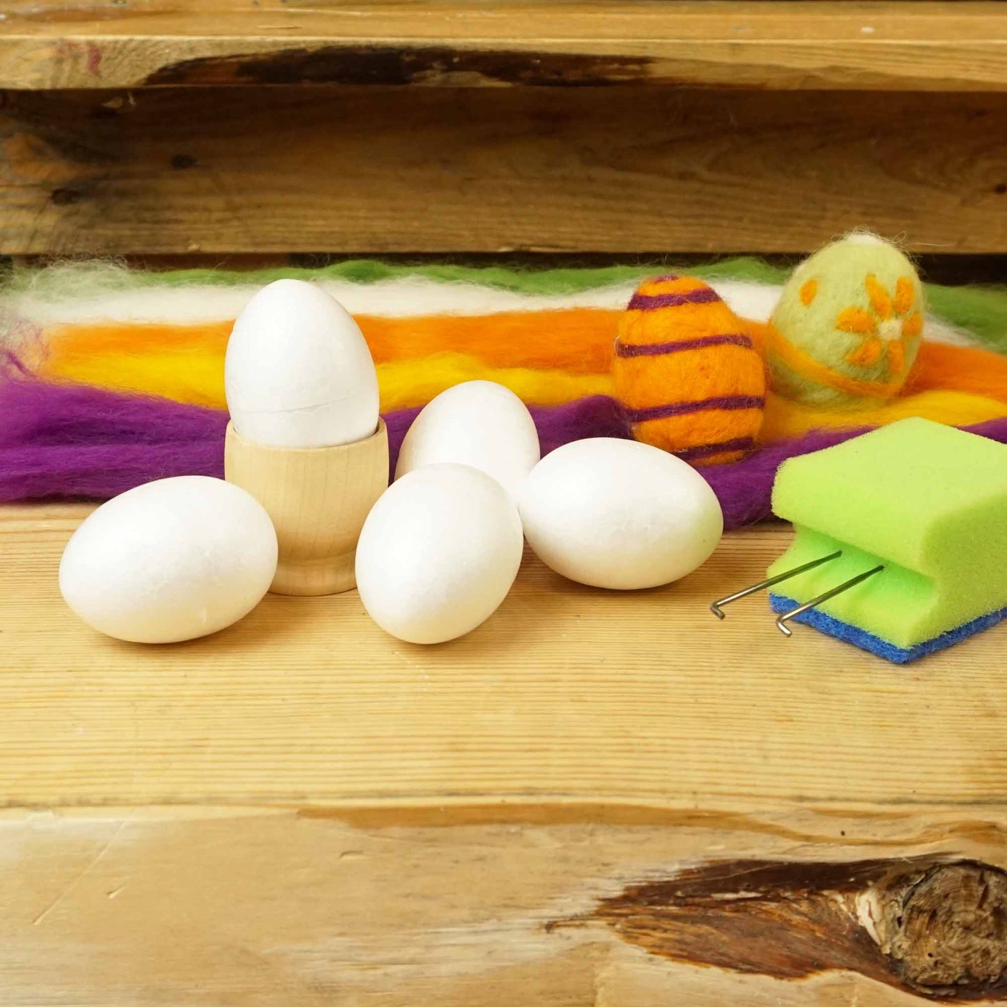 Bastelset Ostereier Filzen - Für 10 Eier | Trockenfilzen für Kinder & Erwachsene | Kreatives DIY Set für Ostern | Inkl. Styropor-Eier, Filznadeln & Wolle | Ideal als Geschenk