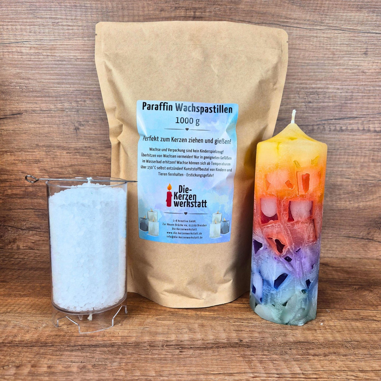 Paraffinwachs Pastillen zum Kerzen gießen | Weiß, geruchsneutral, einfärbbar | 1 kg, 5 kg oder 10 kg Beutel