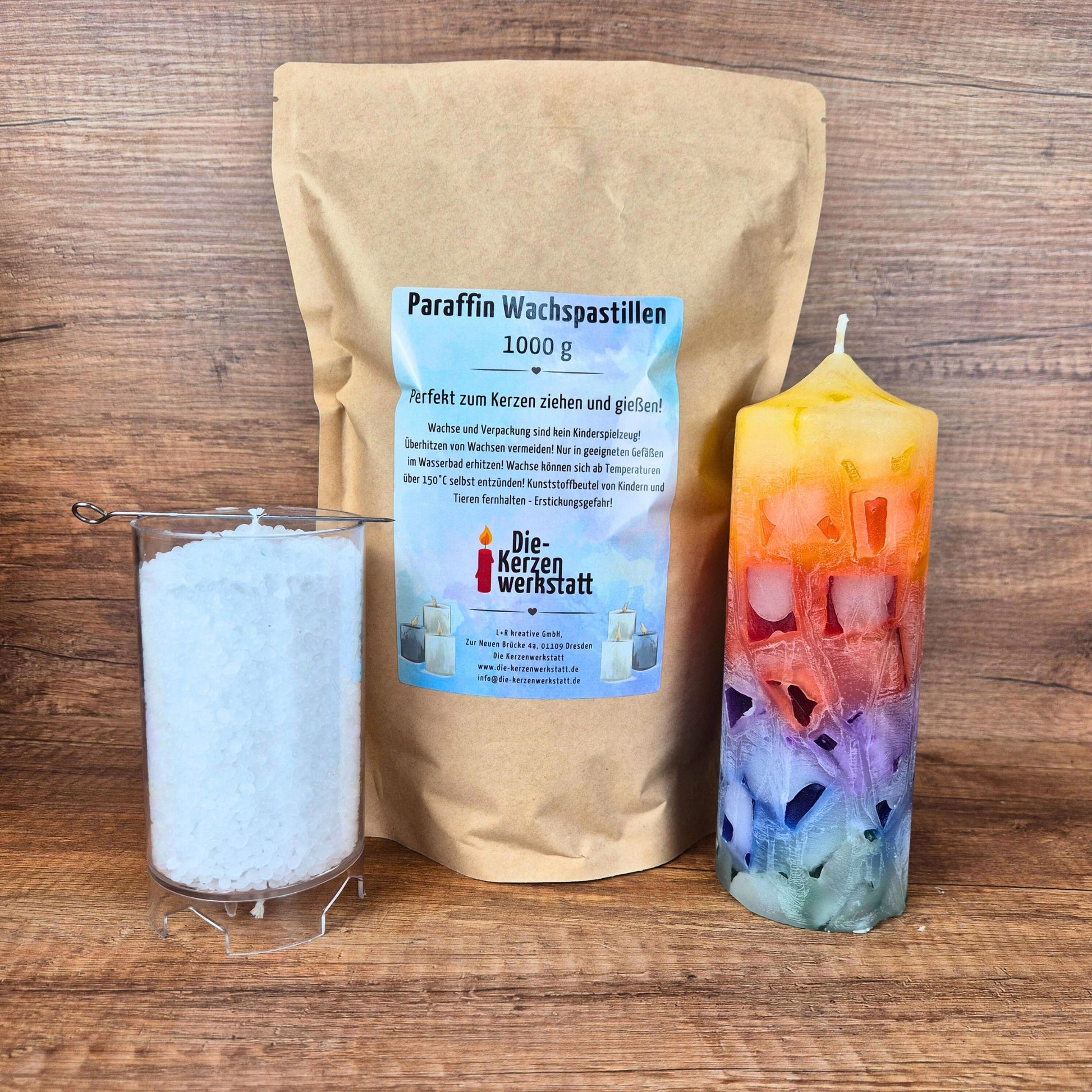 Paraffinwachs Pastillen zum Kerzen gießen | Weiß, geruchsneutral, einfärbbar | 1 kg, 5 kg oder 10 kg Beutel