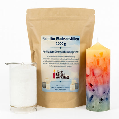 Paraffinwachs Pastillen zum Kerzen gießen | Weiß, geruchsneutral, einfärbbar | 1 kg, 5 kg oder 10 kg Beutel