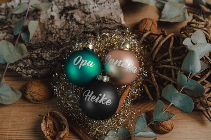 Weihnachtskugel mit deinem Wunschnamen ∅ 6-8 cm | Wunschmotiv |  Personalisiertes Geschenk | Weihnachtsbaum | Tannenbaumkugel |  Christbaumkugel