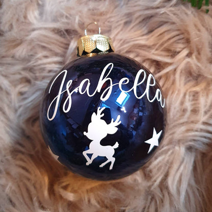 Personalisierte Weihnachtskugel mit deinem Wunschnamen ∅ 6 - 8 cm + winterlichem Motiv | Personalisiertes Geschenk | Weihnachtsbaum | Tannenbaumkugel |  Christbaumkugel