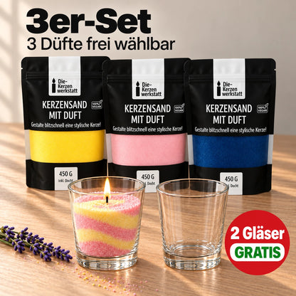 Duft-Sparset 3er-Set: 3 Düfte frei wählbar, 2 Kerzengläser gratis