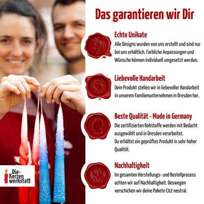 Übersicht des Herstellungsprozesses: UV-Druck, Veredelung und sicherer Versand der Kerze