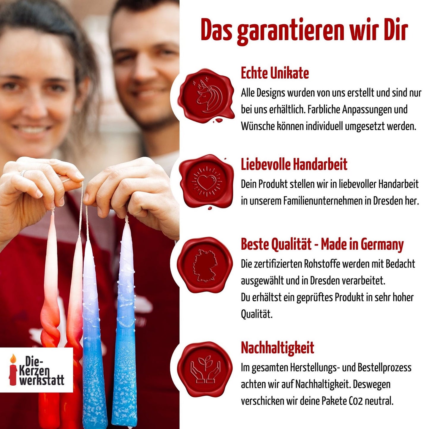 Übersicht des Herstellungsprozesses: UV-Druck, Veredelung und sicherer Versand der Kerze
