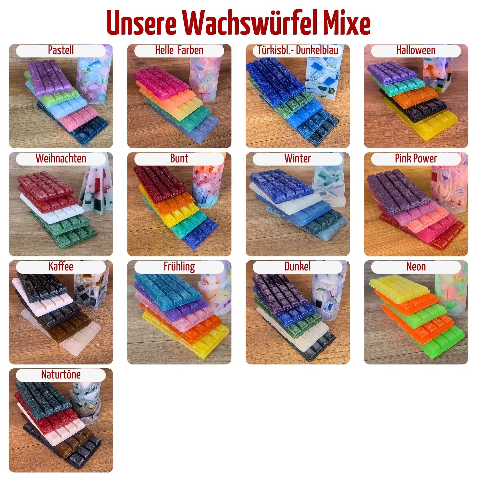 Wachswürfel für Kerzen Gießen | 500 g | Kreative Kerzenherstellung | Handgefertig aus Paraffin |  Bunte Wachs-Cracker für Einzigartige Effekte | Bastelabend