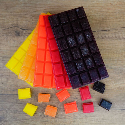 Wachswürfel Savanne Mix – 5 Wachstafeln in Gelb, Hellorange, Orange, Rot und Bordeaux zum Kerzengießen