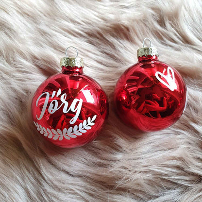 Weihnachtskugel mit deinem Wunschnamen ∅ 6-8 cm | Wunschmotiv |  Personalisiertes Geschenk | Weihnachtsbaum | Tannenbaumkugel |  Christbaumkugel