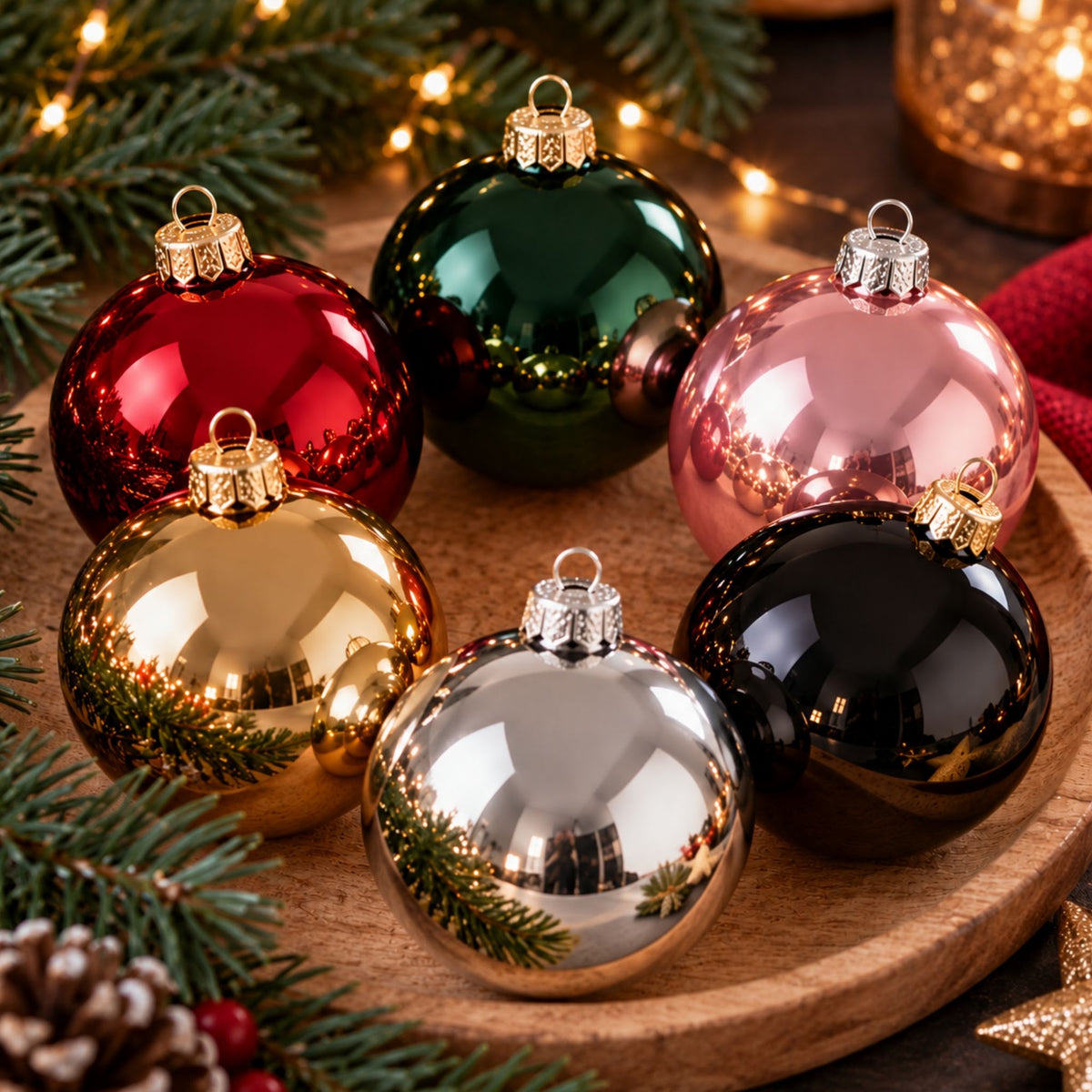 Weihnachtskugeln glänzend Surprise Mix in bunten Weihnachtsfarben