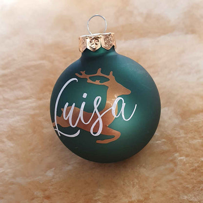 Personalisierte Weihnachtskugel mit Namen + Rentier ∅ 6-8cm | Wunschmotiv |  Personalisiertes Geschenk | Weihnachtsbaum | Tannenbaumkugel |  Christbaumkugel