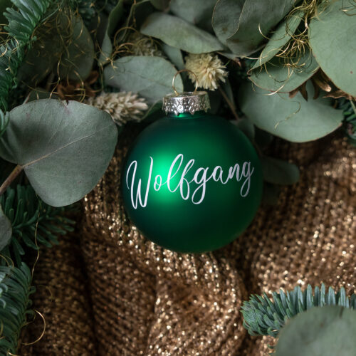 weihnachtskugel christbaumkugel weihnachtsgeschenk baumschmuck mit Namen personalisiert grün