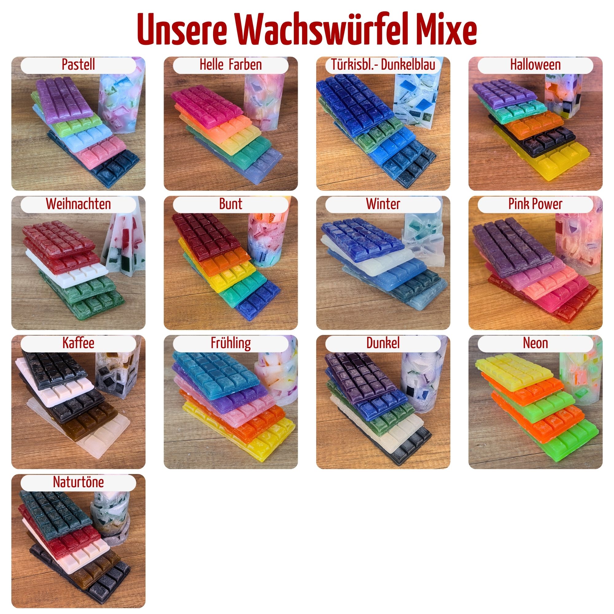 Wachswürfel für Kerzen Gießen | 500 g | Kreative Kerzenherstellung | Handgefertig aus Paraffin | Bunte Wachs-Cracker für Einzigartige Effekte | Bastelabend – Bild 3