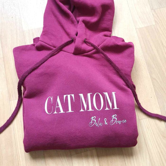 Cat Mom Hoodie mit Namen personalisiert als Geschenk