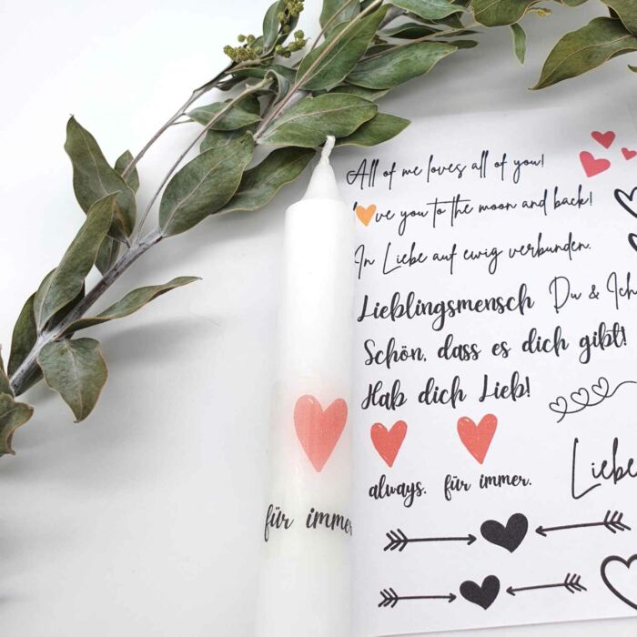 Kerzen Sticker Bastelset Liebe Valentinstag Geschenk