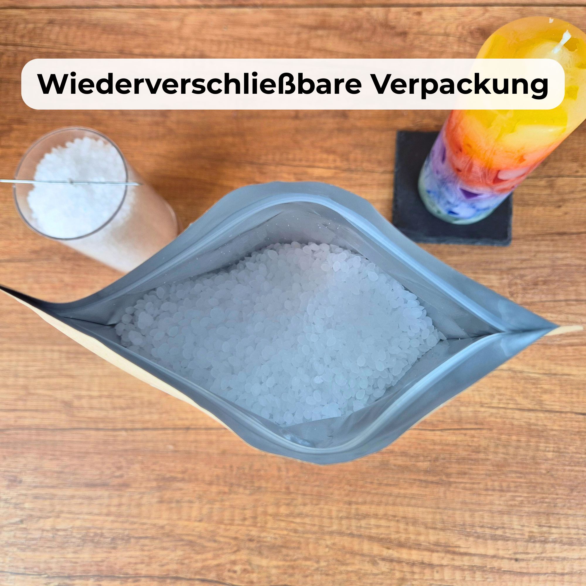 Paraffinwachs Pastillen zum Kerzen gießen | Weiß, geruchsneutral, einfärbbar | 1 kg, 5 kg oder 10 kg Beutel – Bild 3